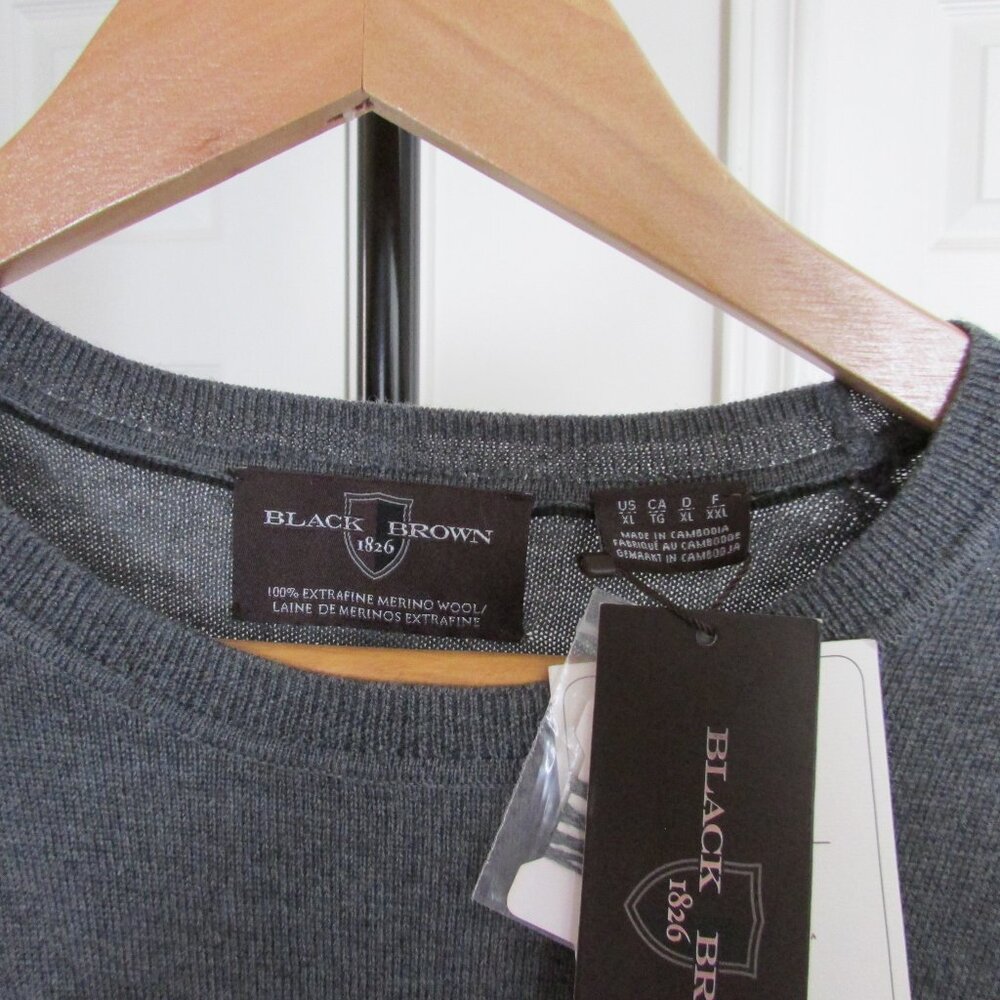 Black Brown 1826 Gray Crewneck Sweater - Picture 3 of 14